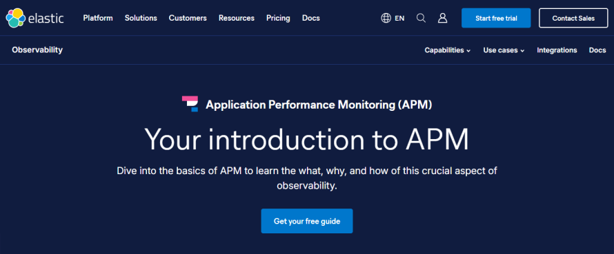 A screenshot of Elastic's homepage.